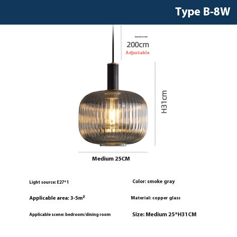Minimalist Copper Glass Pendant Light Bedroom