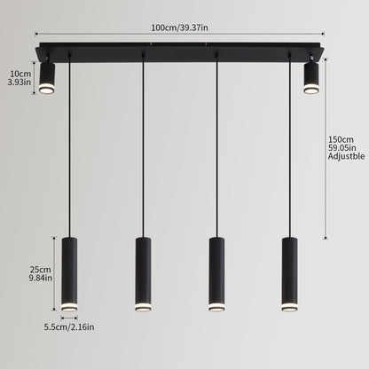Angelina 6 - Light Matte Black Kitchen Island Pendant No Bulb