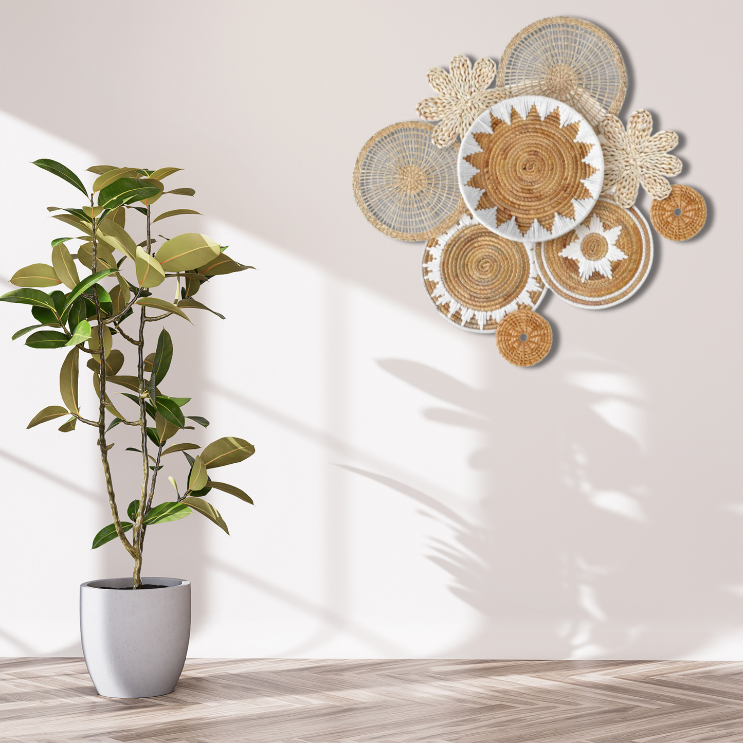 Basket Wall Decor Set – Boho Wicker Wall Art – Handwoven Boho Decor