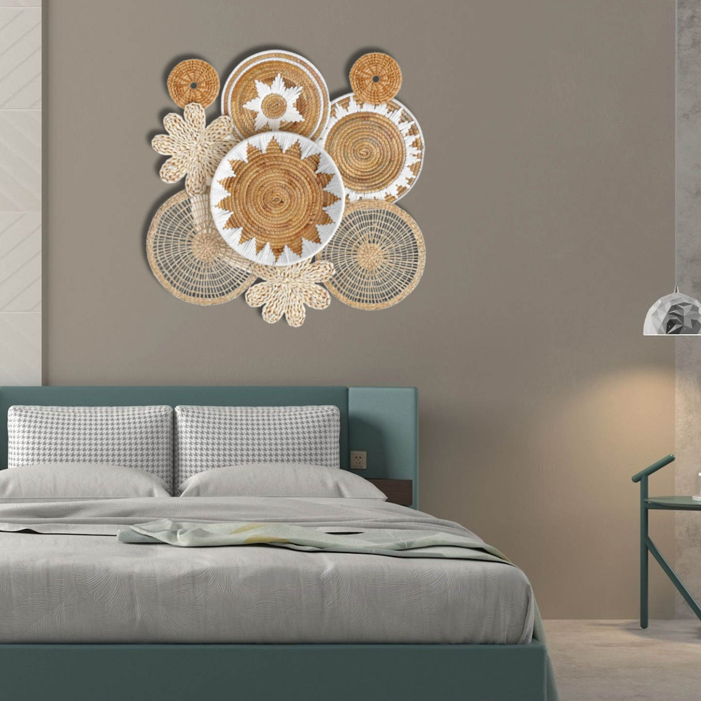 Basket Wall Decor Set – Boho Wicker Wall Art – Handwoven Boho Decor