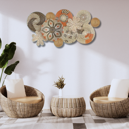 Basket Wall Decor Set Boho Wicker Wall Art Handwoven Bohemian Decor