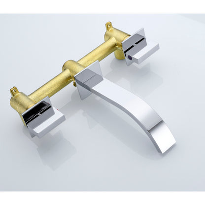 Sumerain Wall Mount Lavatory Faucet Two Handle Bathroom Faucet