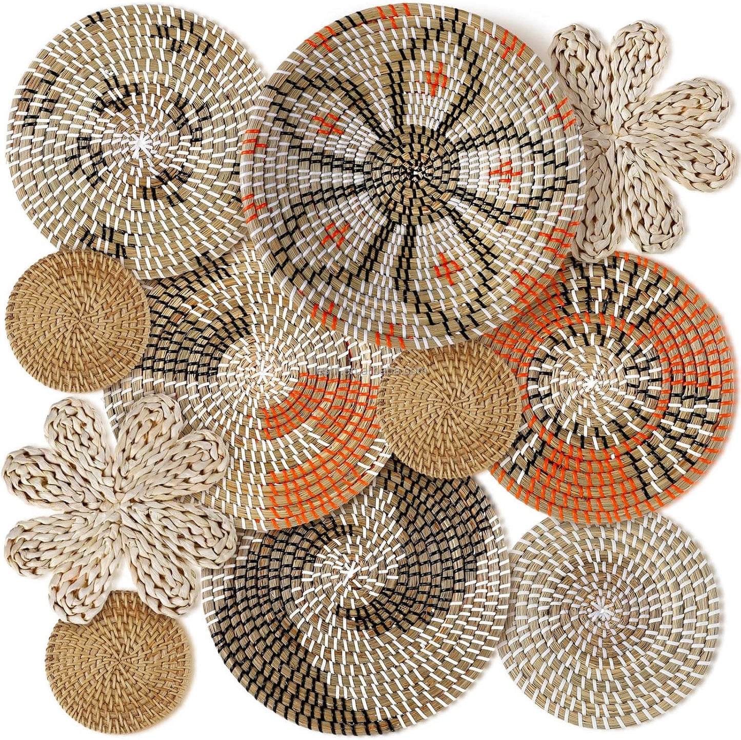 Basket Wall Decor Set Boho Wicker Wall Art Handwoven Bohemian Decor