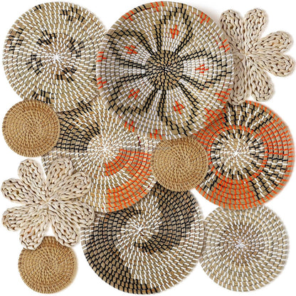 Basket Wall Decor Set Boho Wicker Wall Art Handwoven Bohemian Decor