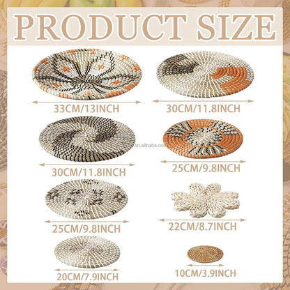 Basket Wall Decor Set Boho Wicker Wall Art Handwoven Bohemian Decor