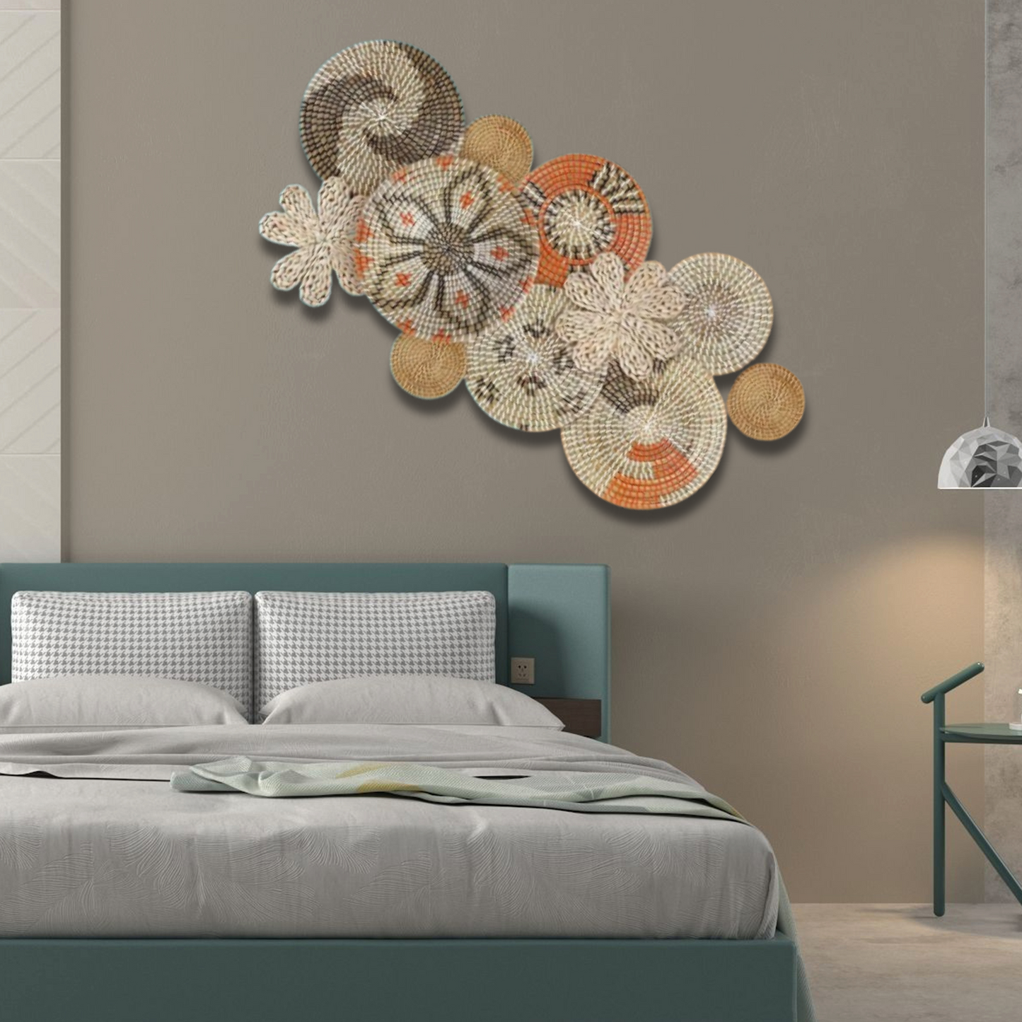 Basket Wall Decor Set Boho Wicker Wall Art Handwoven Bohemian Decor