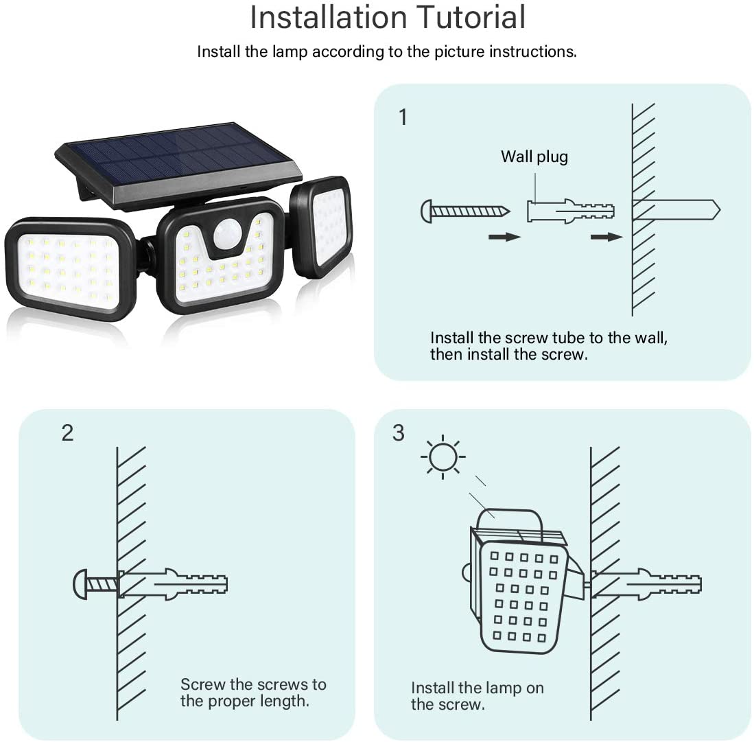70Leds Solar Sensor Outdoor Light Wall Light