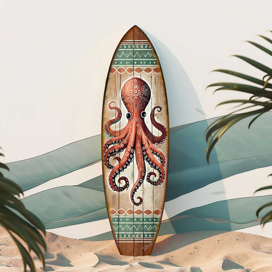 Octopus Surfboard Wall Art – Coastal Ocean Decor by G.DeBrekht
