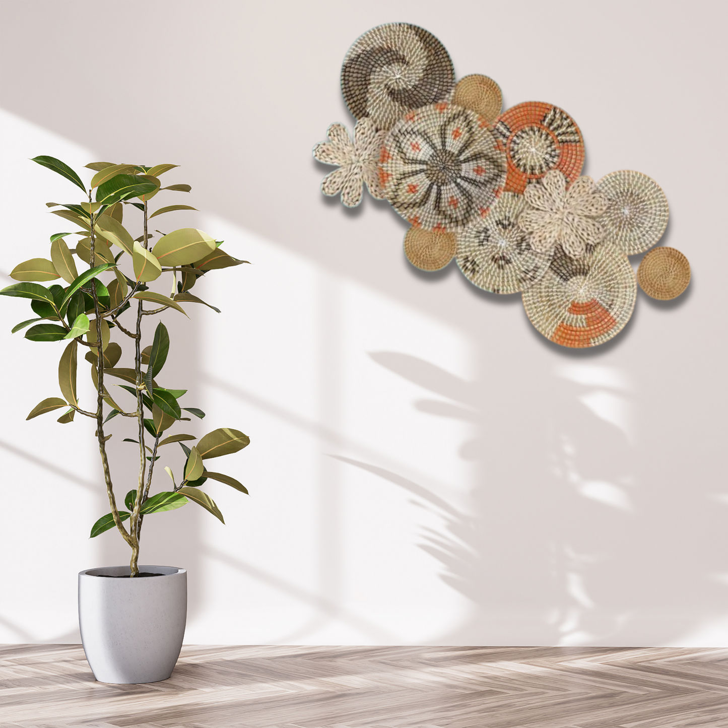 Basket Wall Decor Set Boho Wicker Wall Art Handwoven Bohemian Decor