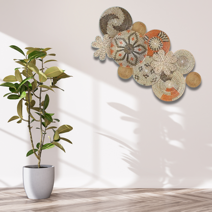 Basket Wall Decor Set Boho Wicker Wall Art Handwoven Bohemian Decor