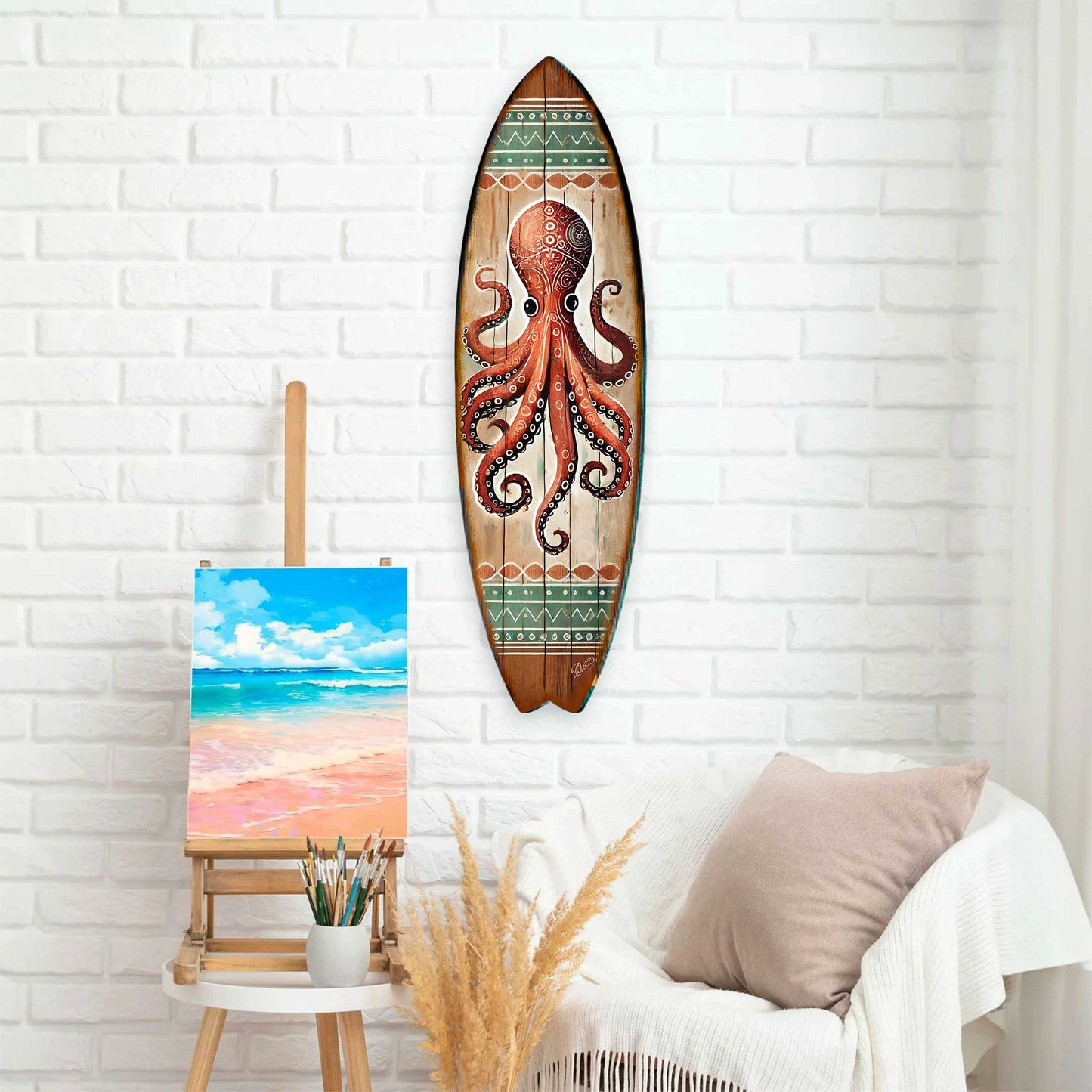 Octopus Surfboard Wall Art – Coastal Ocean Decor by G.DeBrekht