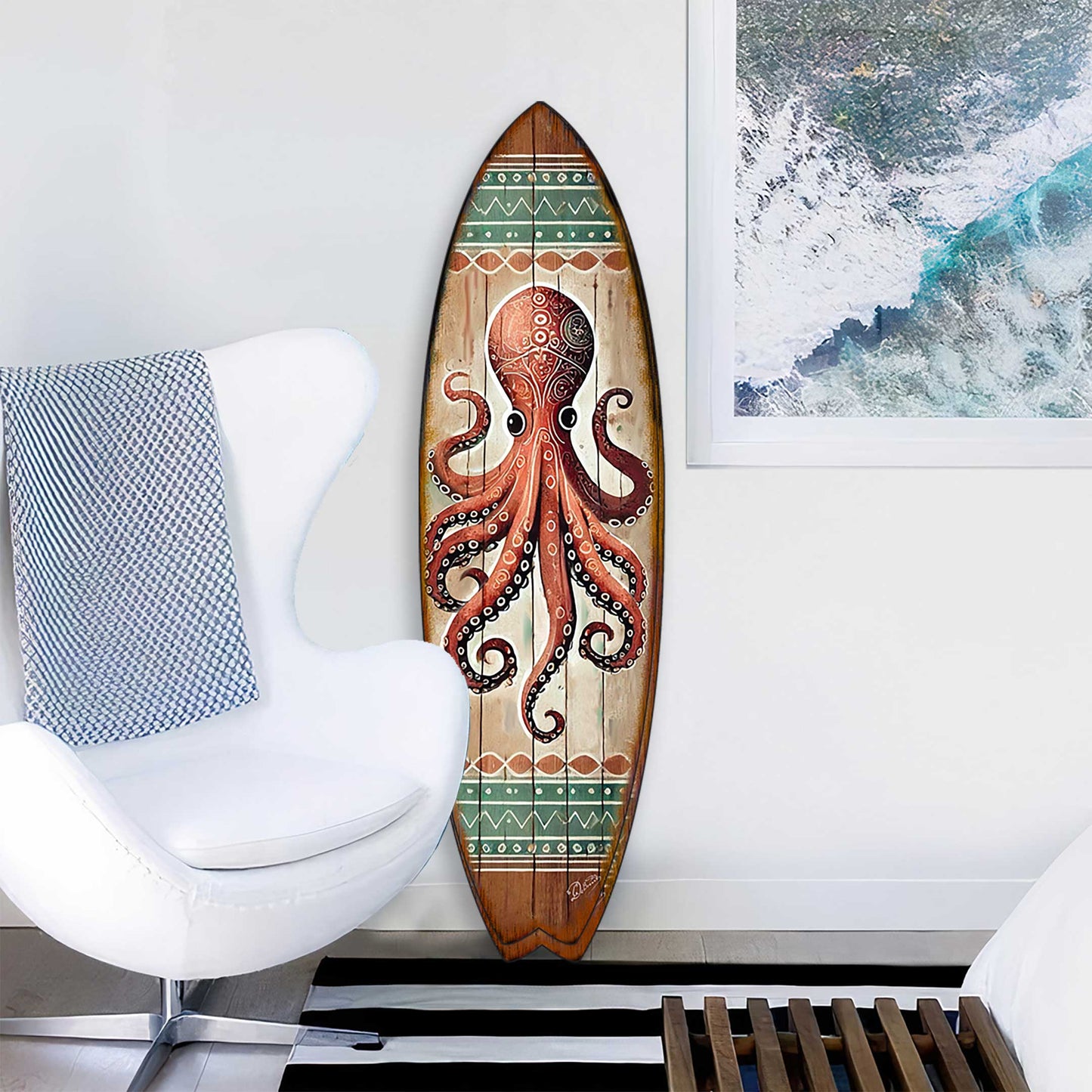 Octopus Surfboard Wall Art – Coastal Ocean Decor by G.DeBrekht