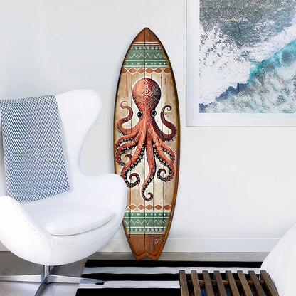 Octopus Surfboard Wall Art – Coastal Ocean Decor by G.DeBrekht