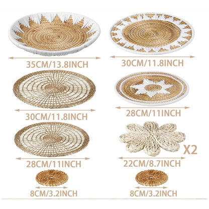 Basket Wall Decor Set – Boho Wicker Wall Art – Handwoven Boho Decor