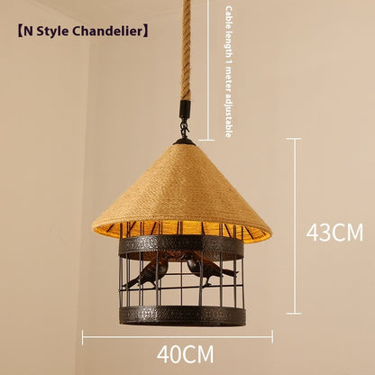 Hemp Rope Retro Restaurant Ideas Industrial Style Chandelier
