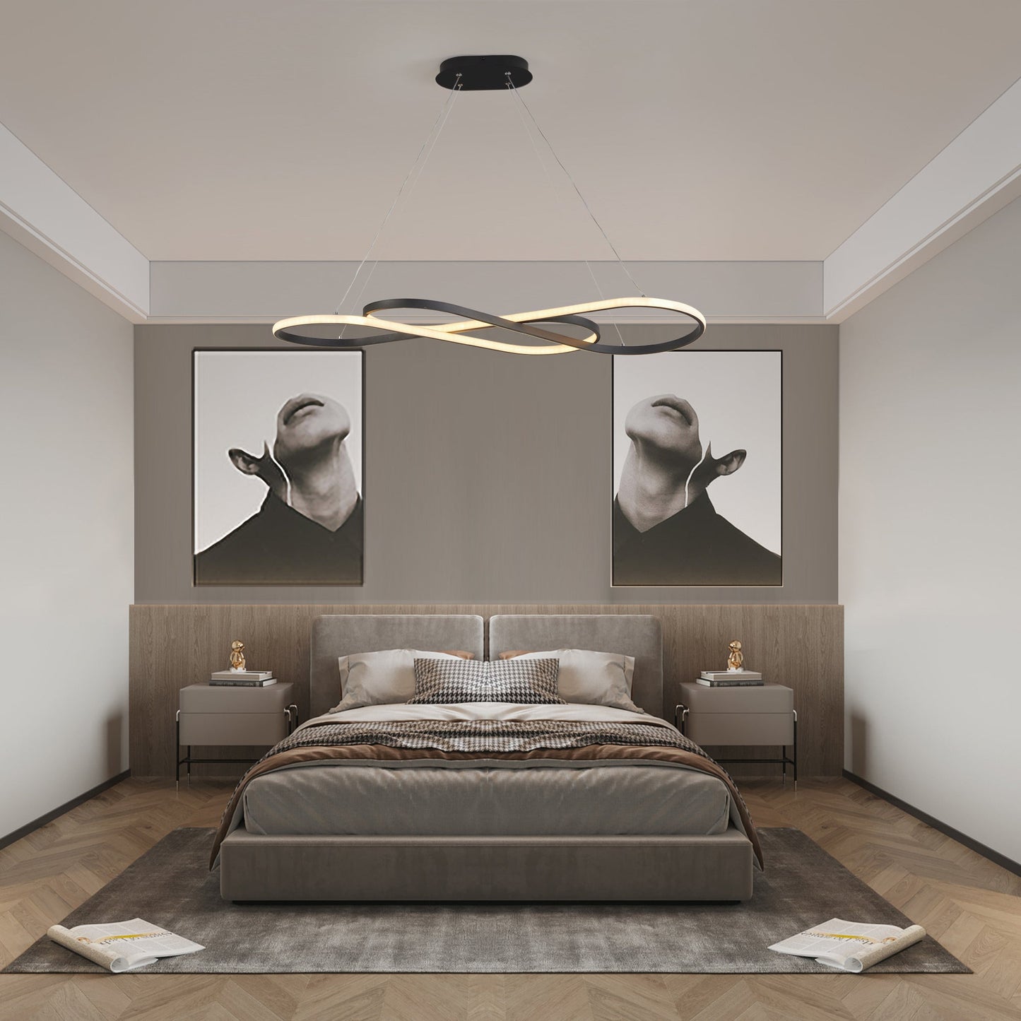 Modern LED Pendant Light, Infinity Design Hanging Ceiling Fixture,