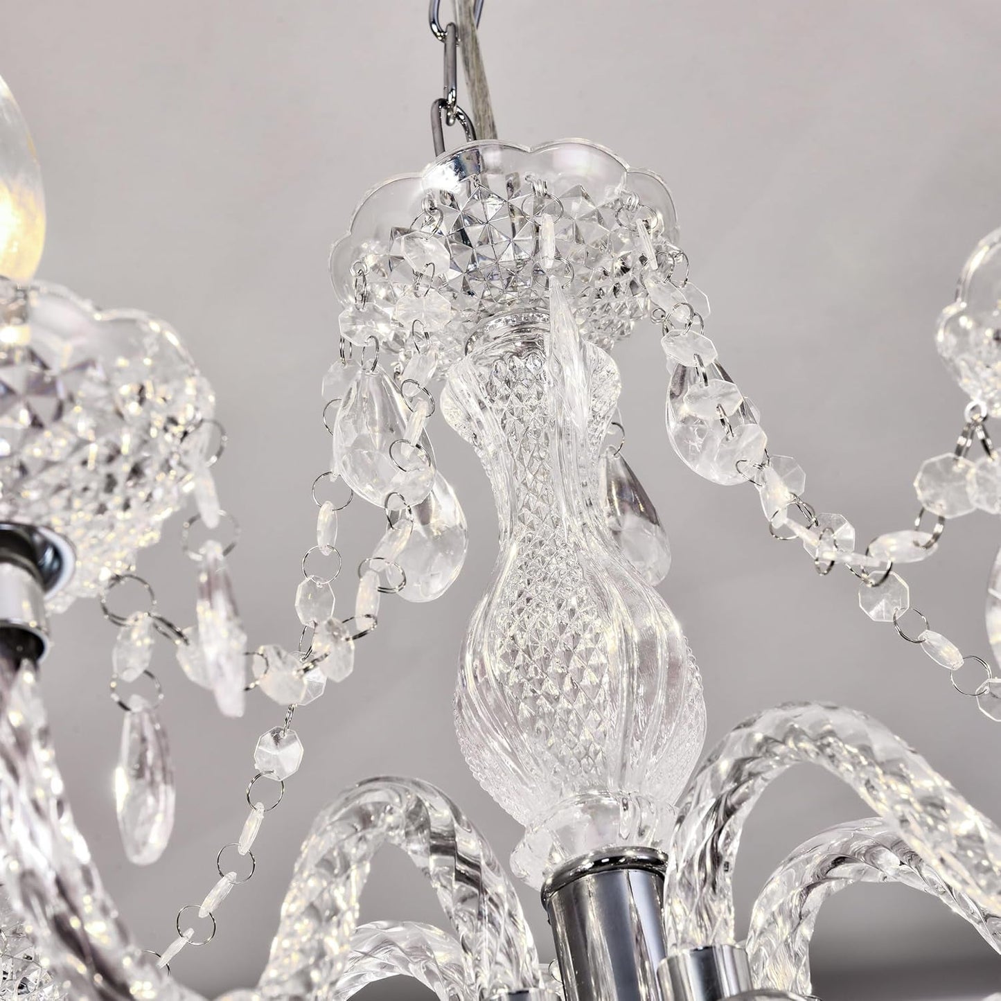 2PCS Plug-In 5 Light Crystal Hanging Pendant Lights Acrylic Chandelier