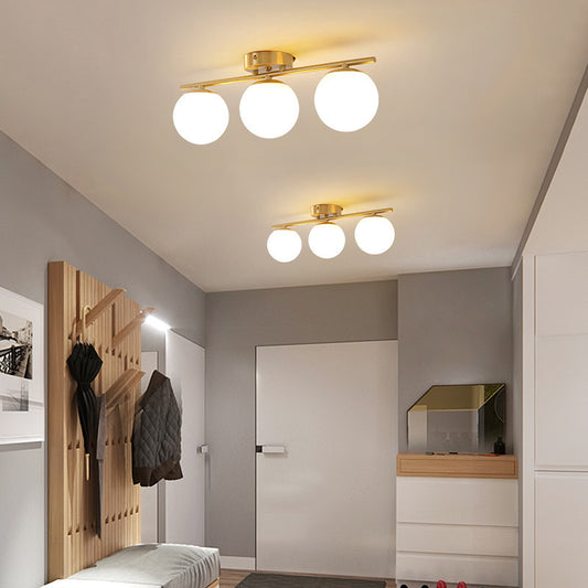 Modern Cream Style Living Room Ceiling Lamp Glass Ball Aisle Light