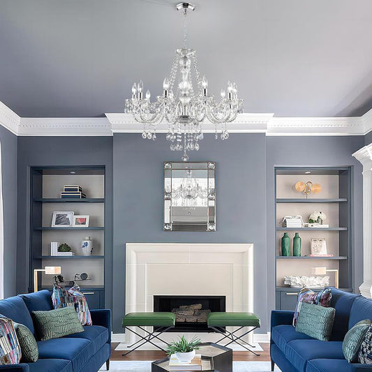 Crystal Chandeliers Clear Chandelier 25 * 27.5In 10-Light Modern