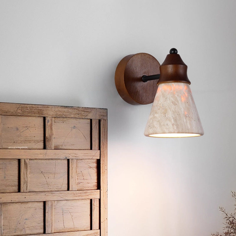 Yellow Stone Retro Wall Lamp - 15cm Bedroom Light