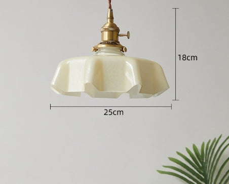 French Cream Nordic Brass Petal Glass Small Droplight