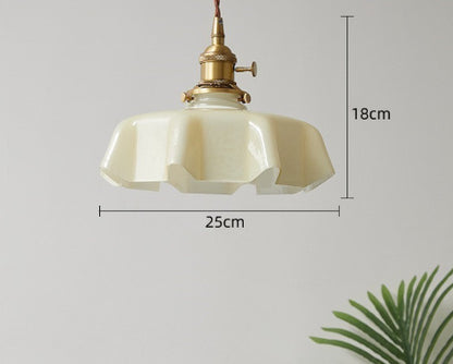 French Cream Nordic Brass Petal Glass Small Droplight