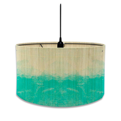 European Watercolor Gradient Printing Abstract Bamboo Lampshade Home Decoration E27 Screw Mouth