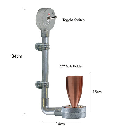 Industrial Retro Stylish Wall Designer Light Galvanized conduit Wall