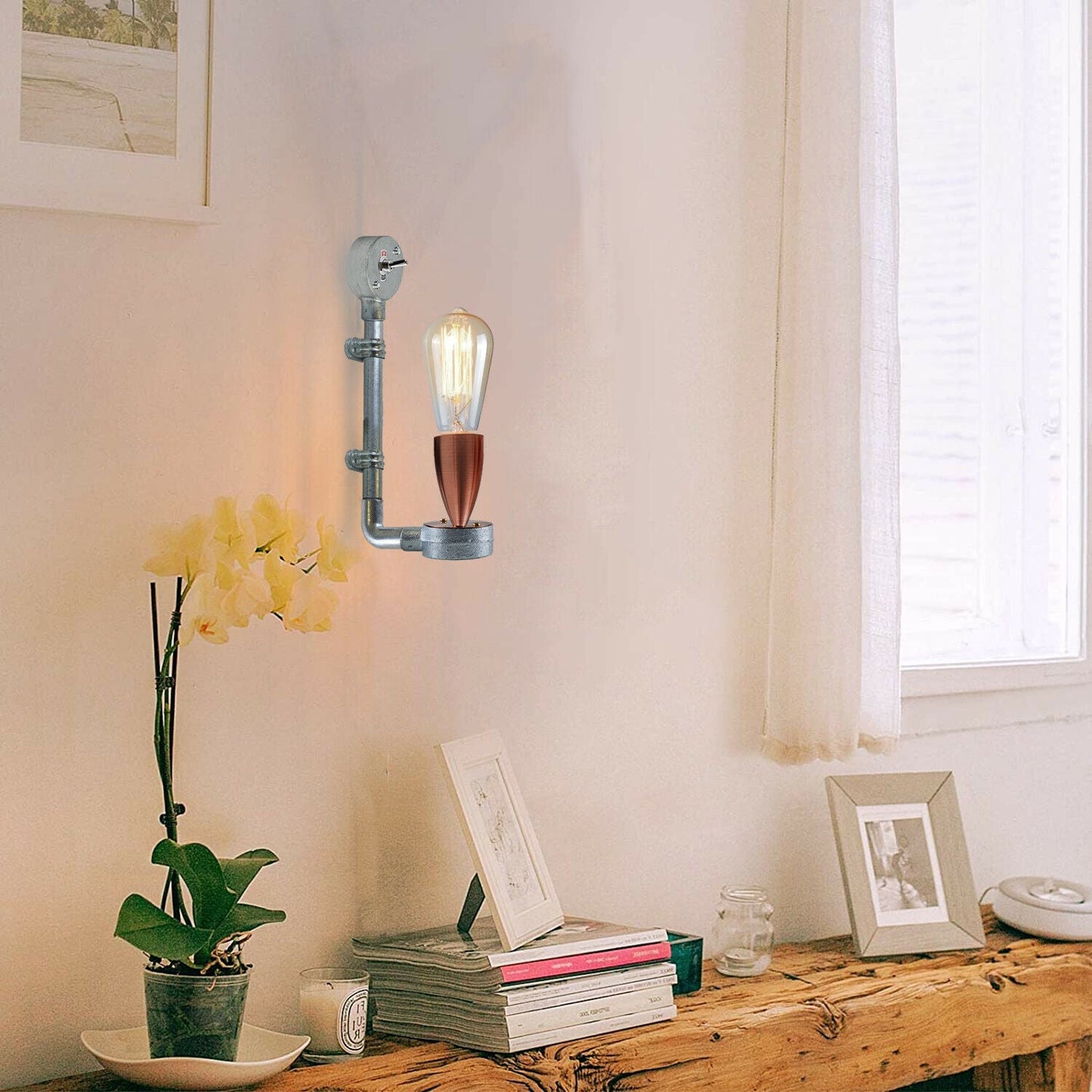 Industrial Retro Stylish Wall Designer Light Galvanized conduit Wall