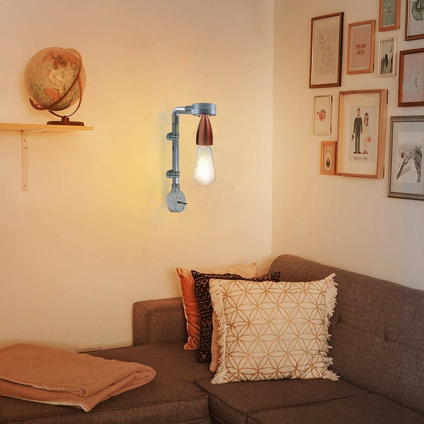 Industrial Retro Stylish Wall Designer Light Galvanized conduit Wall