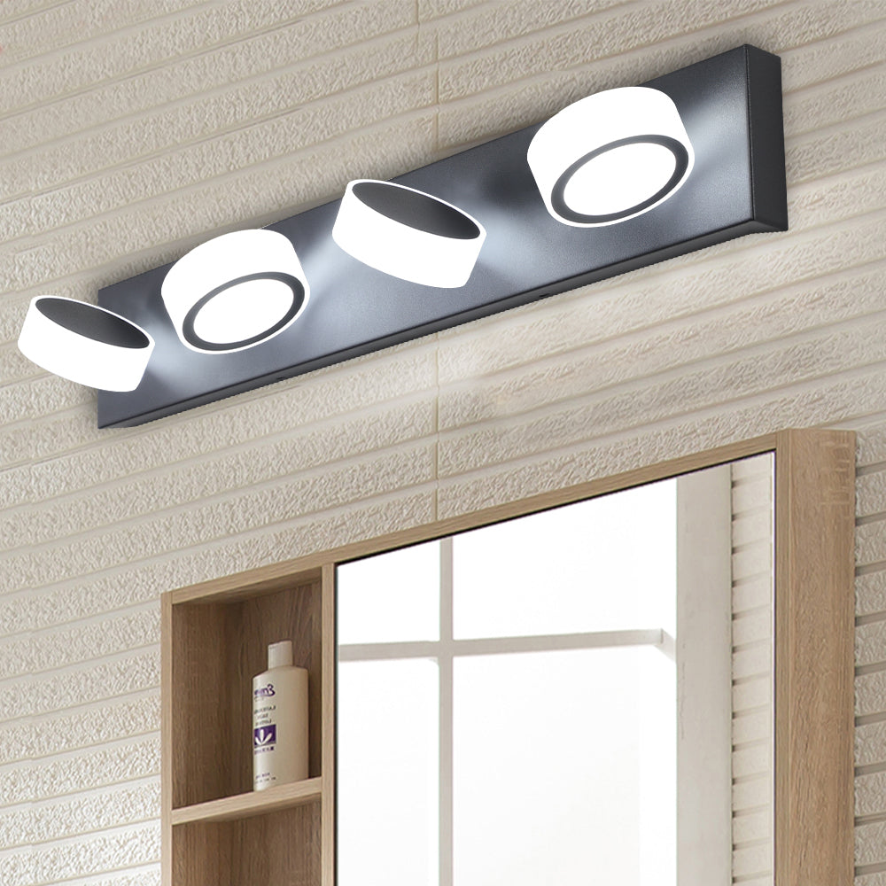 LED Modern Black 4-Light Vanity Lights Fixtures Over Mirror Bath Wall