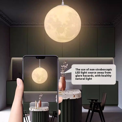 3D Moon Chandelier Simple Bedroom Bedside Ball Lamp