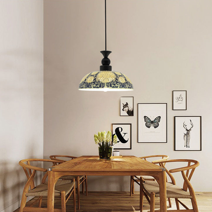 Creative Retro Adjustable Height Ceramic Pendant Light