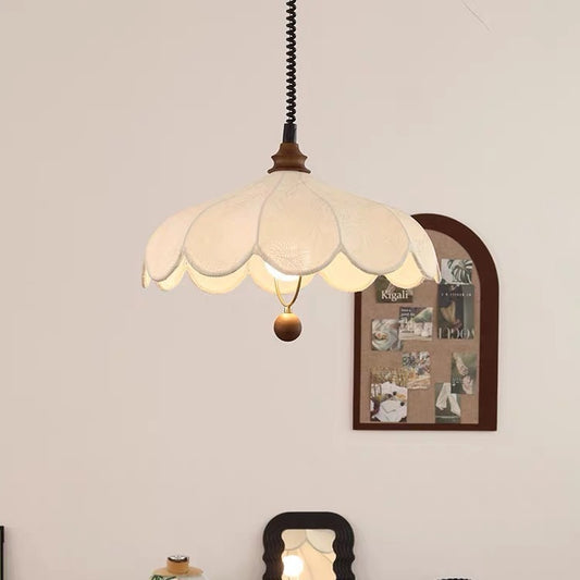 French Retro Cream Retractable Ceiling Chandelier