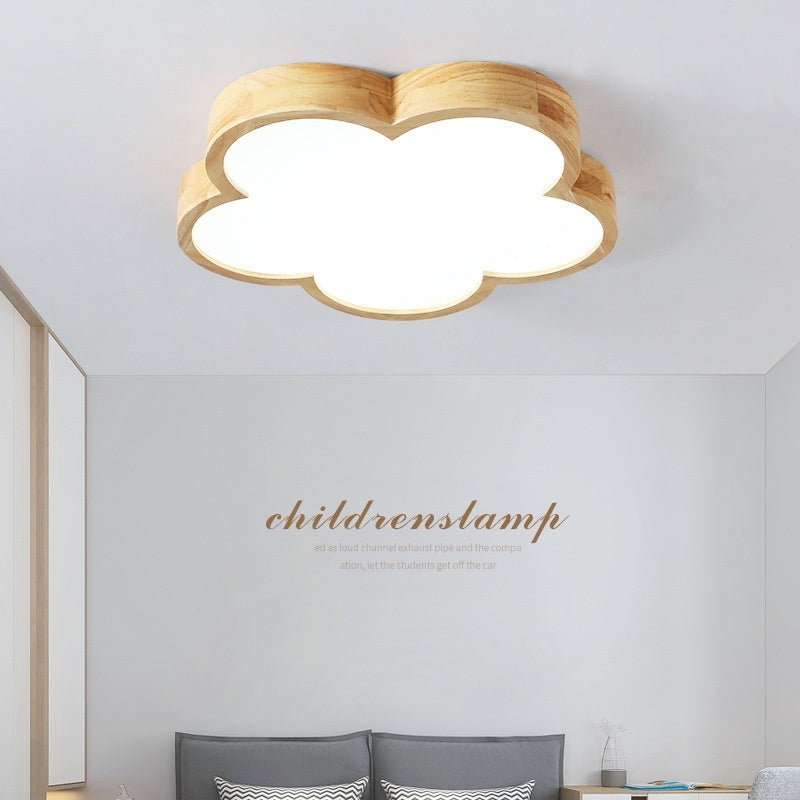 Solid Wood Ceiling Lamp Master Bedroom Simple Elegant Flowers