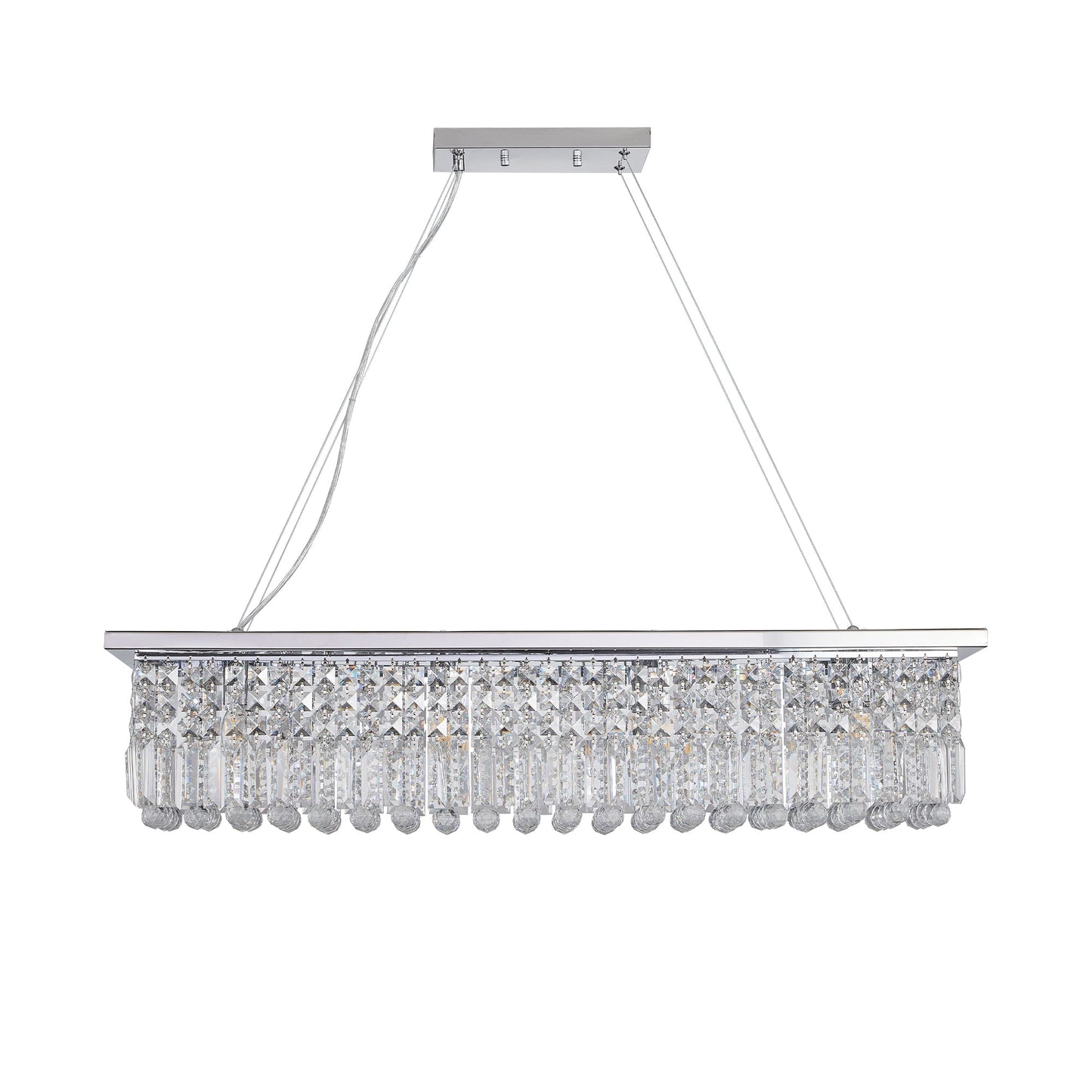 Modern Crystal Chandelier for Dining Room 8-Light White Rectangle