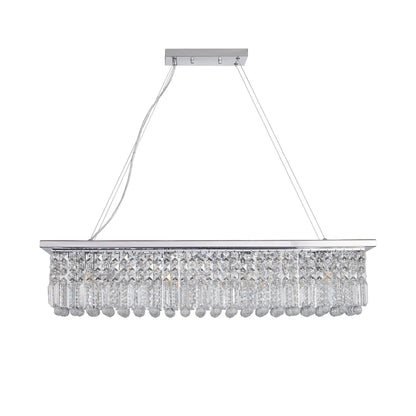 Modern Crystal Chandelier for Dining Room 8-Light White Rectangle