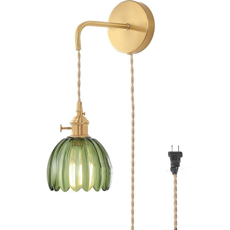 Retro Japanese Style Copper Glass Amber Chandelier