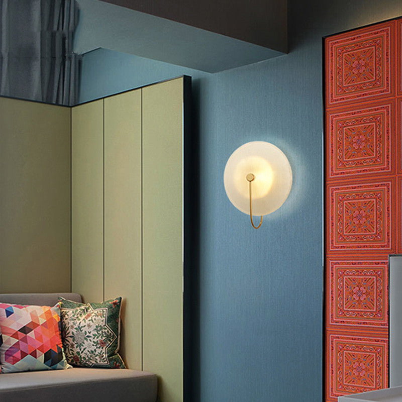 Bedside Door Aisle Round Glass Wall Lamp