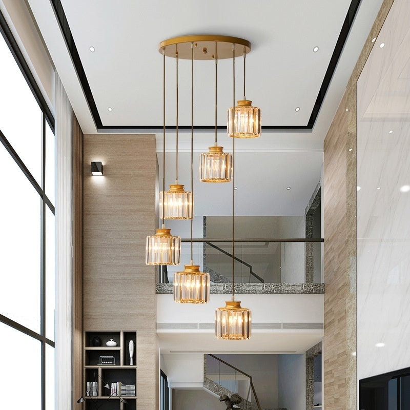 Duplex Staircase Long Chandelier Lamps Modern Minimalist And Magnificent Crystal