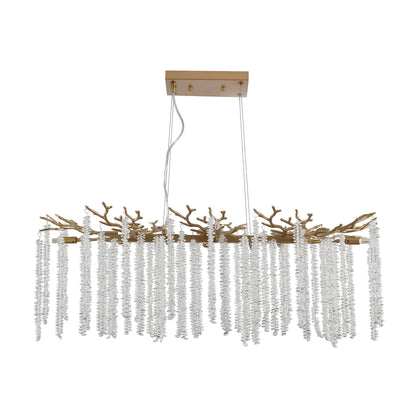 39.4-inch Modern Golden Pendant Light with Cascading Crystal Strands,