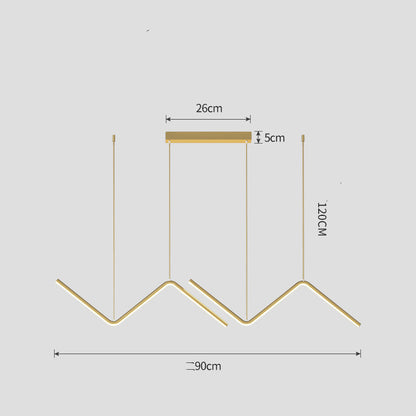 Irregular Strip Dining-room Lamp Modern Minimalist Chandelier