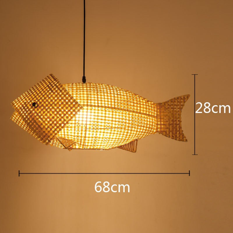 Chinese Style Handmade Bamboo Fish-shaped Chandelier