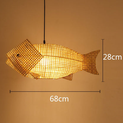 Chinese Style Handmade Bamboo Fish-shaped Chandelier