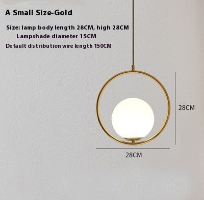 Simple Ball Glass Small Droplight Bedroom Bedside Single Headlight