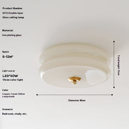 Medieval French Simplicity Cream Ceiling Glass Lamp