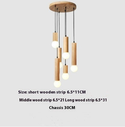 Wood Chandelier Restaurant Bar Stairs Simple Modern Creative Lamp
