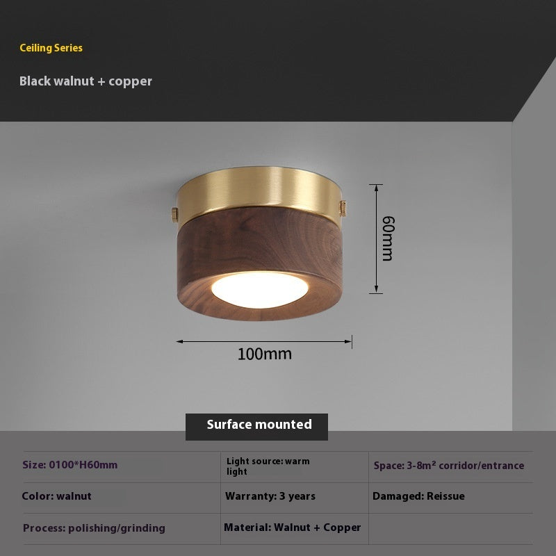 Chinese Style Light Luxury Walnut Retro Ceiling Spotlight