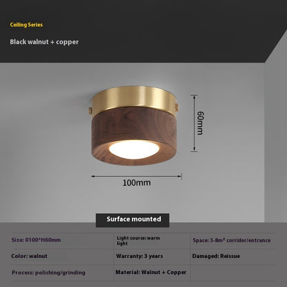 Chinese Style Light Luxury Walnut Retro Ceiling Spotlight