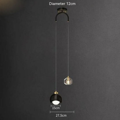 Golden Light Luxury Crystal Hanging Line Lamp Creative Bedroom